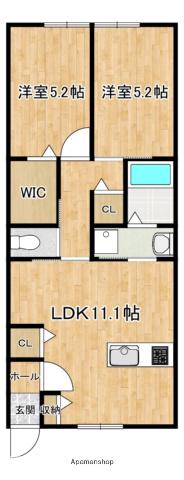 CASTELLO(2LDK/2階)の間取り写真