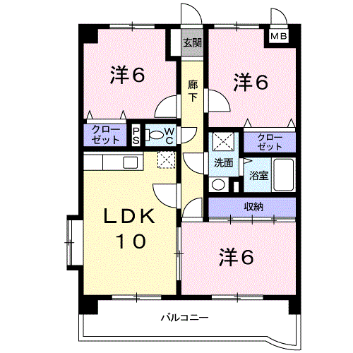 ラフィーナサイト(3LDK/2階)の間取り写真