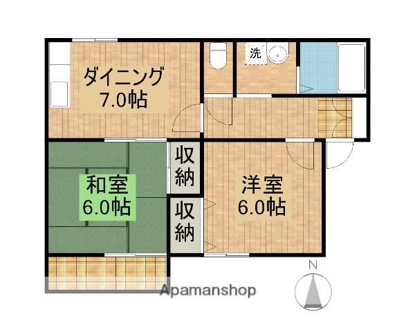 セジュール瀬戸長(2DK/2階)の間取り写真