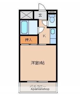 オグラヒルズⅢ(1K/4階)の間取り写真