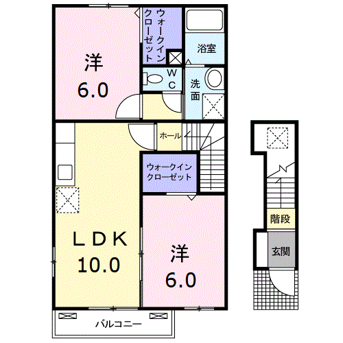 カーサ・クラレ(2LDK/2階)の間取り写真