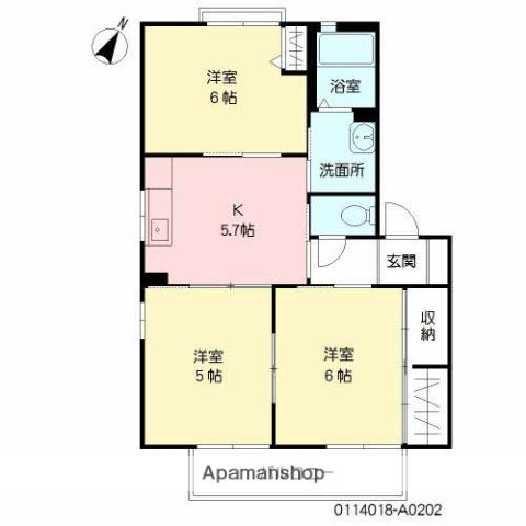 エルハイム青葉Ⅱ(3K/2階)の間取り写真
