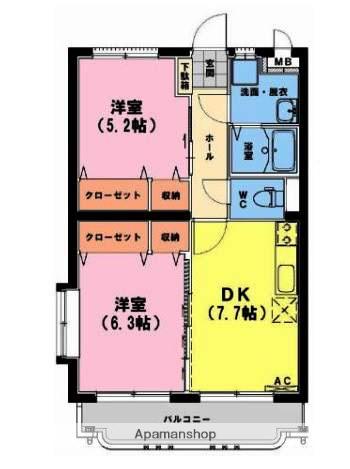 スターマンション・K(2DK/3階)の間取り写真