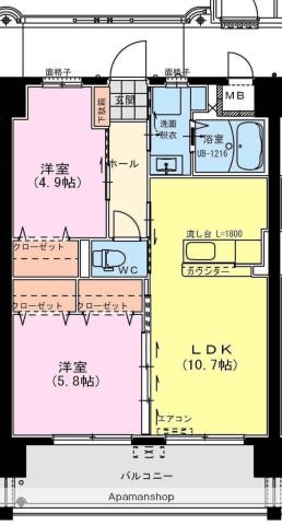 サンライズコート(2LDK/7階)の間取り写真