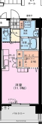 サンライズコート(ワンルーム/5階)の間取り写真
