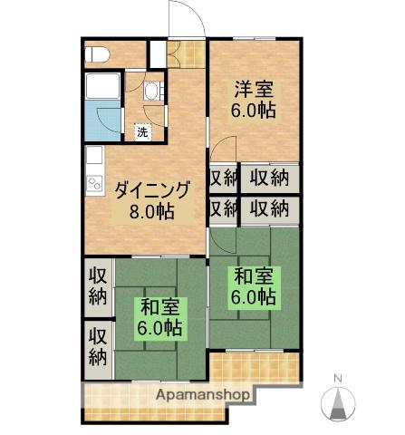 小山ハイツⅠ(3DK/4階)の間取り写真