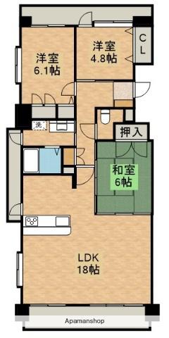 グリーンヒル宮崎駅前(3LDK/12階)の間取り写真