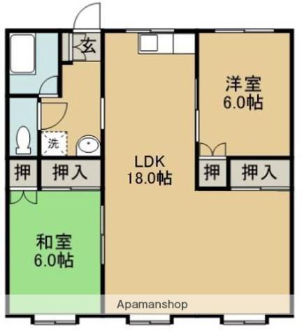 崎原第3マンション(2LDK/2階)の間取り写真