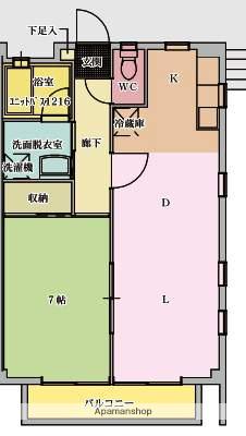 あいらんど さくら坂(1LDK/2階)の間取り写真