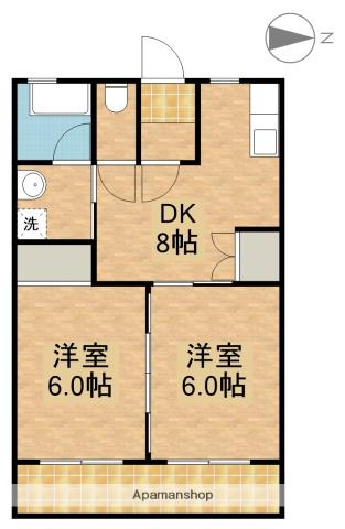 本山ビル(2DK/4階)の間取り写真