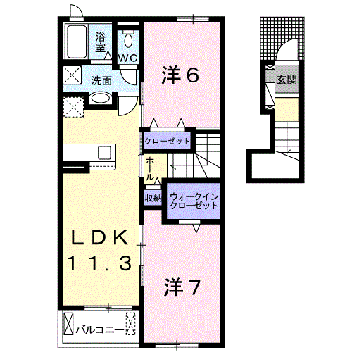 EXCELLENT 悠Ⅱ A(2LDK/2階)の間取り写真