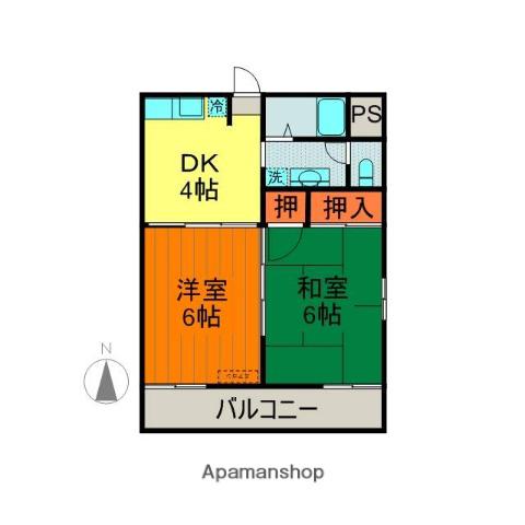 コーポ黒木(2K/2階)の間取り写真