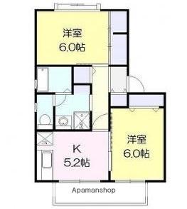 サン・リバーサイド B棟(2K/2階)の間取り写真