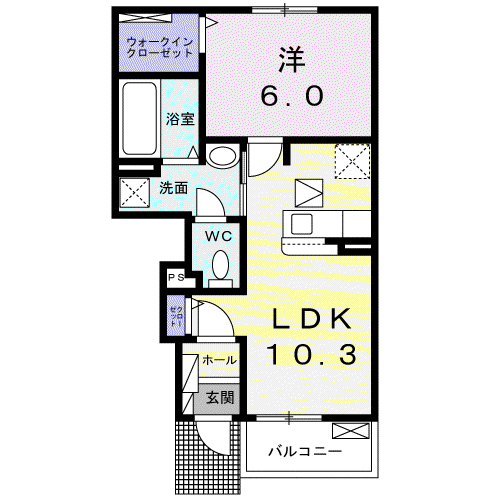ラヴィエールⅡ A(1LDK/1階)の間取り写真