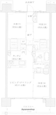 シティテラス宮崎(3LDK/6階)の間取り写真