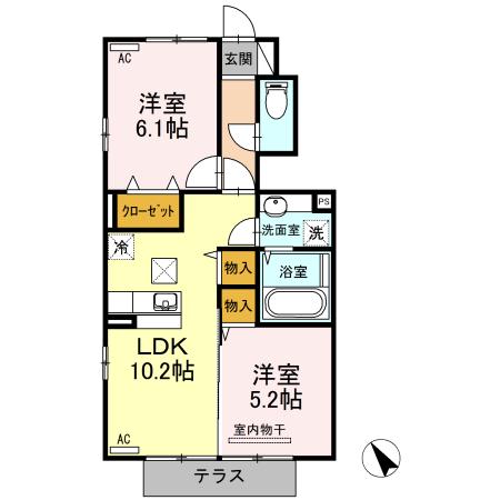 メゾンフローリッシュ(2LDK/1階)の間取り写真