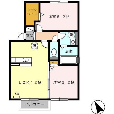 エスポアール・タカムラⅡ(2LDK/2階)の間取り写真