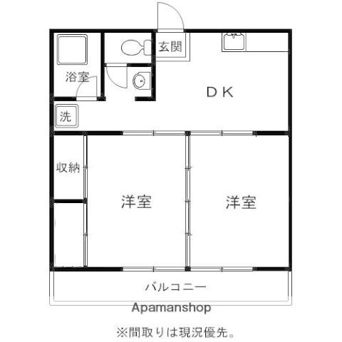 あさひハウス(2DK/1階)の間取り写真