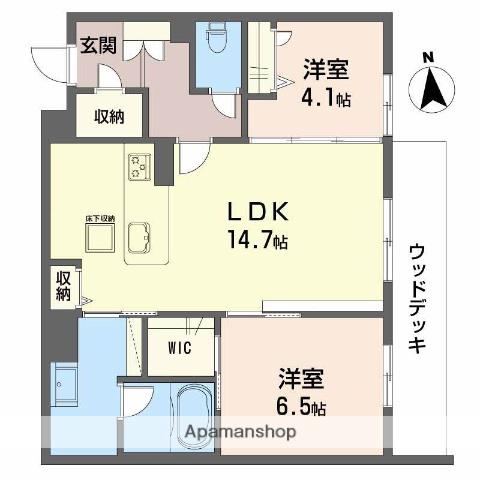 シャーメゾン江平ウエスト(2LDK/1階)の間取り写真