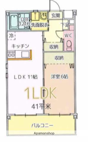 あいらんど吾田東B棟(1LDK/1階)の間取り写真