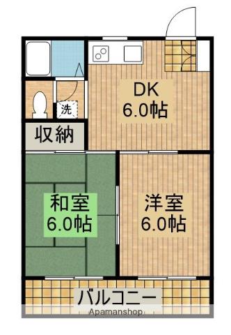 ベルレージュ宮崎4(2DK/1階)の間取り写真
