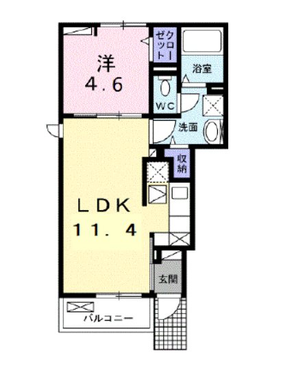 グラシアス(1LDK/1階)の間取り写真