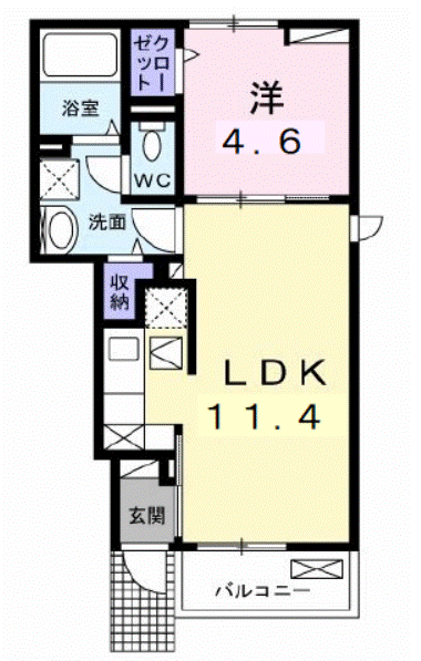 グラシアス(1LDK/1階)の間取り写真