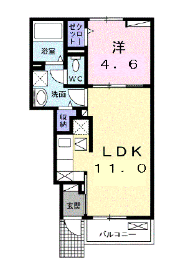 グラシアス(1LDK/1階)の間取り写真