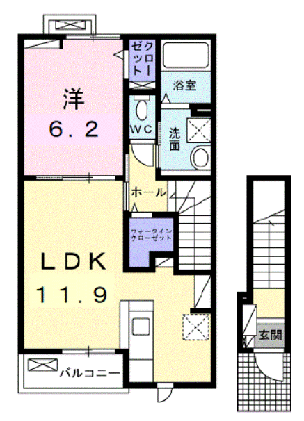 グラシアス(1LDK/2階)の間取り写真