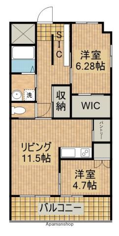 ディアコート新栄(2LDK/3階)の間取り写真