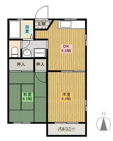 コートK(2DK/2階)の間取り写真