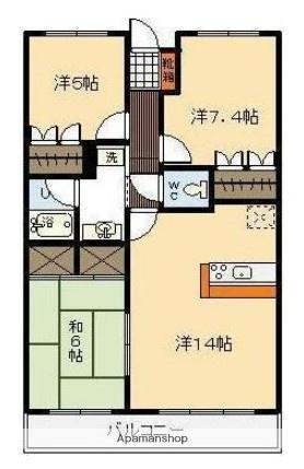 サーパス文化の森(3LDK/11階)の間取り写真