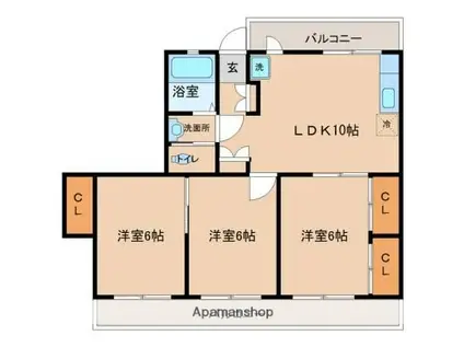 江平セントラル(3LDK/2階)の間取り写真
