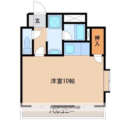 ウエストコースト(ワンルーム/4階)の間取り写真