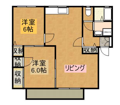 セジュールヒダカ(2LDK/2階)の間取り写真