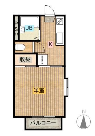 サニーヒルズ(1K/1階)の間取り写真