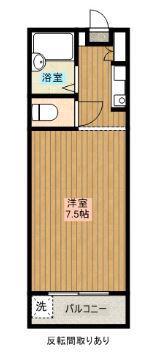 スカイコート宮崎(1K/2階)の間取り写真