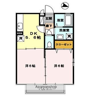 グリュック恒久(2DK/2階)の間取り写真
