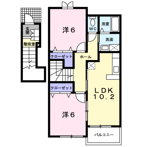 H・サンリット(2LDK/2階)の間取り写真
