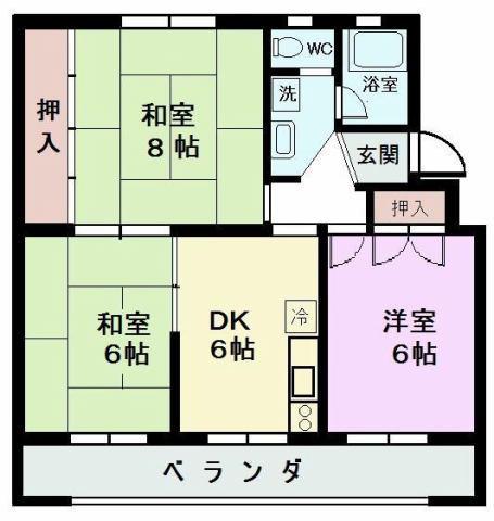 MEハイツ(3DK/1階)の間取り写真