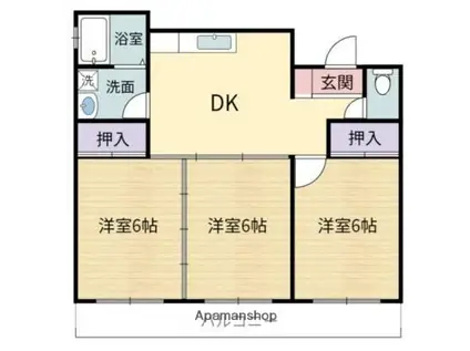 ロザート神宮西(3DK/4階)の間取り写真