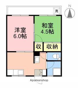 鈴木グリーンハイツA(2DK/3階)の間取り写真