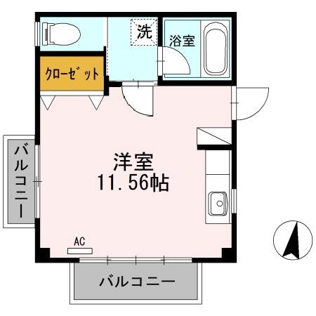 ハピネス本郷Ⅱ(ワンルーム/1階)の間取り写真