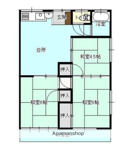 川崎アパート(3DK/2階)の間取り写真