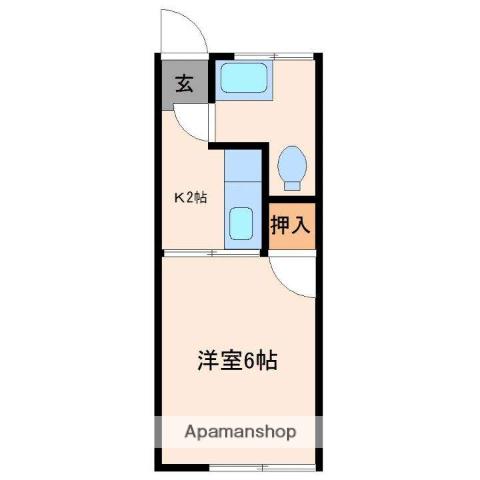 大和荘(1K/2階)の間取り写真