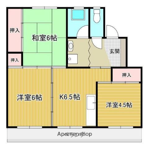サン・コーポラス高岡(3DK/4階)の間取り写真