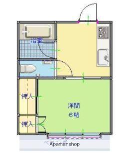 ミルド東大淀(1DK/2階)の間取り写真