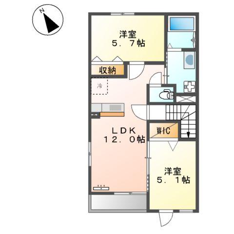 CASA COMODA(2LDK/2階)の間取り写真