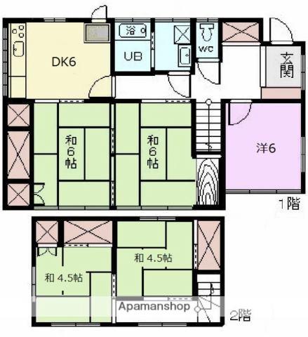 宮崎県宮崎市 2階建 築47年(5DK)の間取り写真