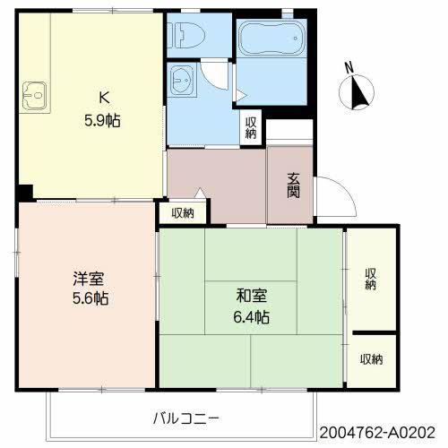 パルモ  A棟(2K/2階)の間取り写真